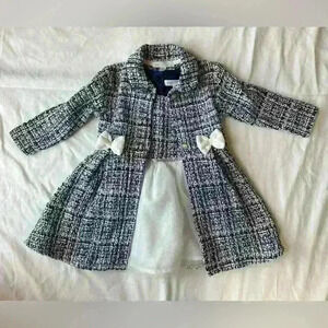 Nannette Navy Tweed 24 Month 2 Piece Coat and Dress.